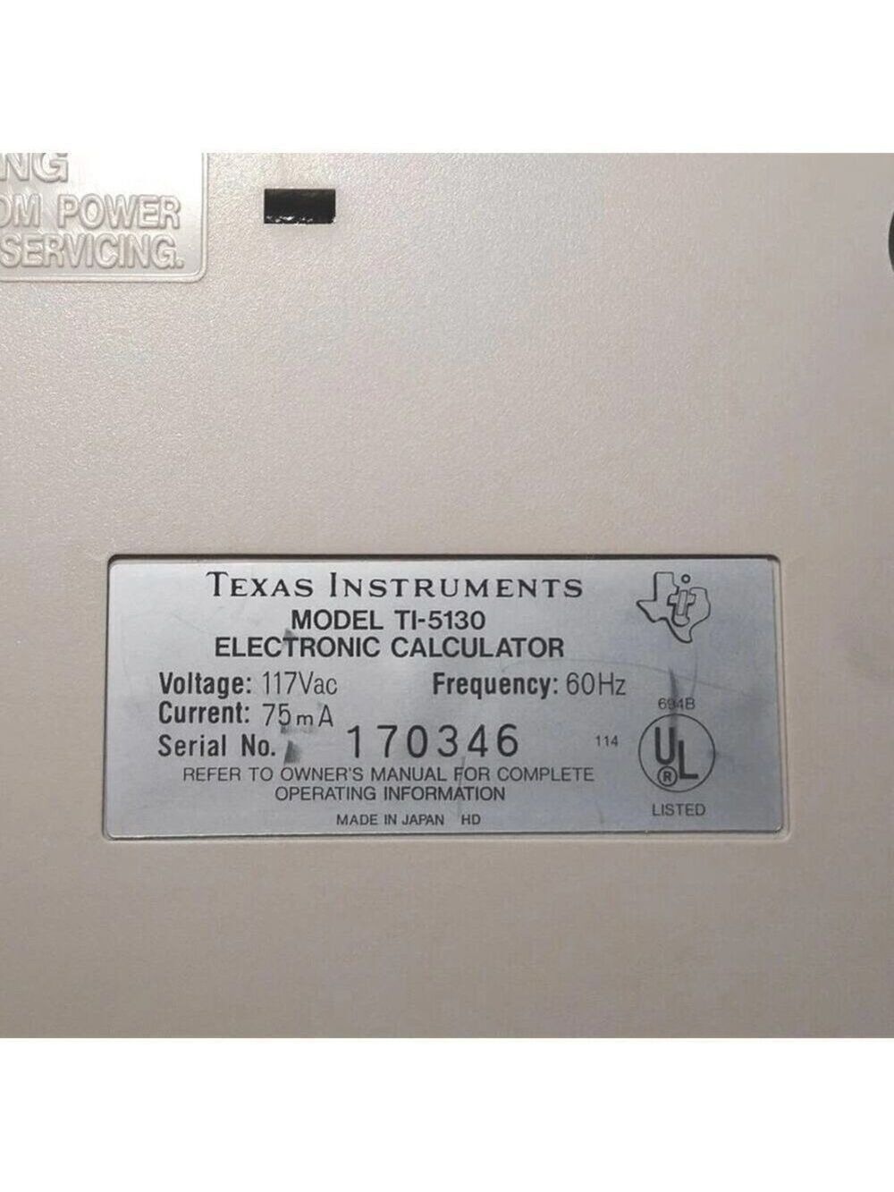 Vintage Texas Instruments TI-5130 Electric Calculator For Parts Not Working - Picture 3 of 9
